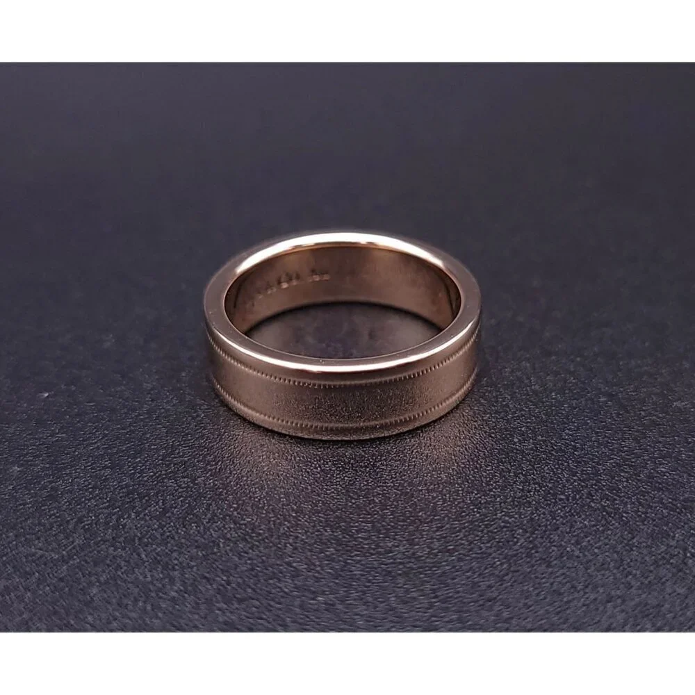 Tiffany & Co 18kt Rose Gold Together Double Milgrain 6mm Wedding Band Size 6.5